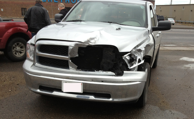 Dodge Ram after impact with deer
