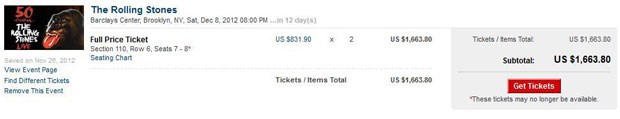 Rolling Stones Concert Ticket Prices