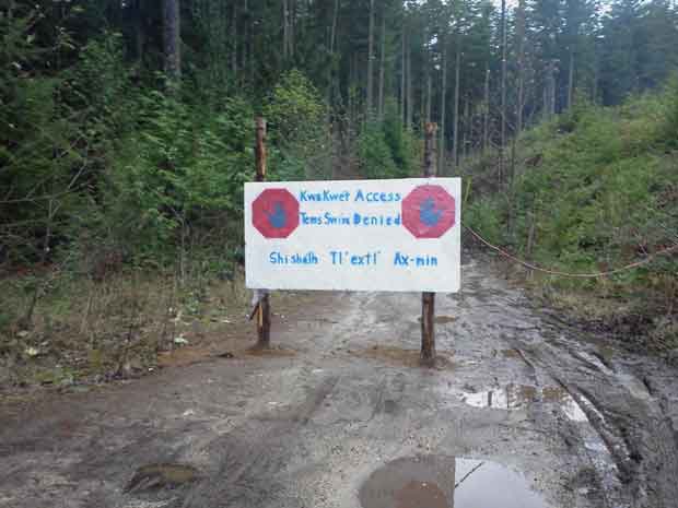 Sign posted by Shishalh Nation 