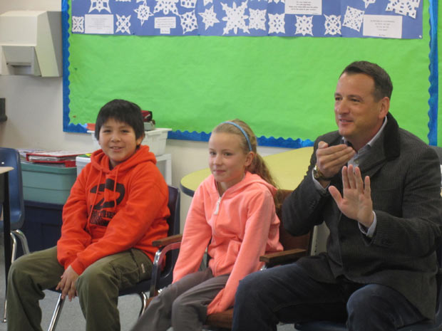 Kenora MP Greg Rickford sitting in with students in Mock Parliament exercise.