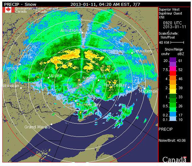 Environment Canada Radar Map - January 11 2013