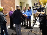 Ontario NDP Leader Andrea Horwath at Youth Centres Thunder Bay in media scrum