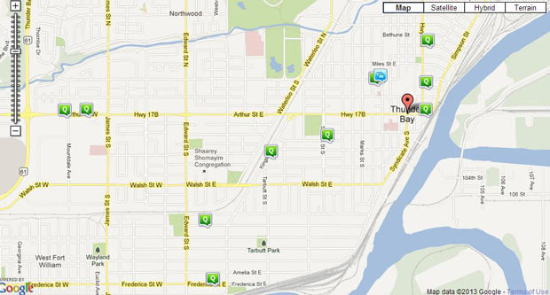 Thunder Bay Police Crime Map Jan 8-9 2013 