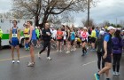 Racers at the start line of the Thunder Bay Fire Fighters Ten Mile Road Race.