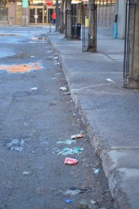 Litter lined streets
