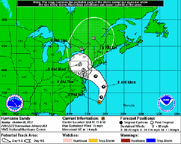 Hurricane Sandy – New York Mayor Bloomberg has updated residents