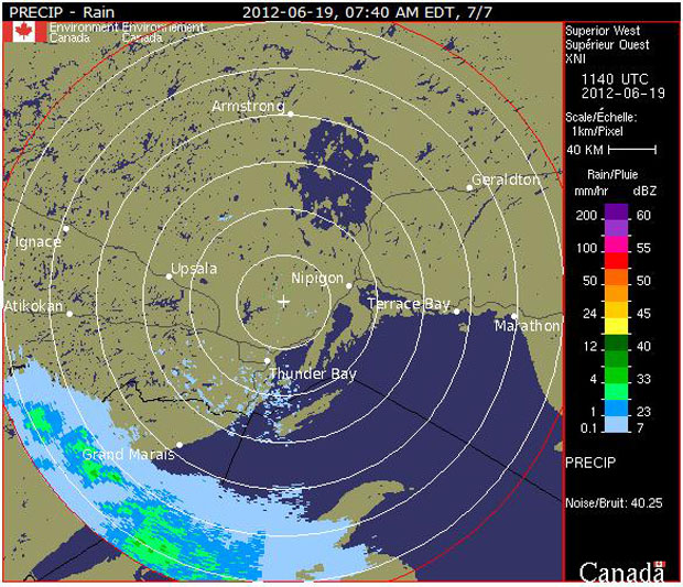 Large weather system tracking toward Thunder Bay region