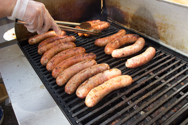 Sausages on the Grill at Festa Italiana in Thunder Bay. Drop on down and enjoy the fun and great food!