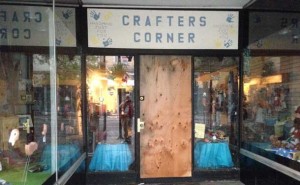 An overnight Break in on Victoria Avenue East left the door at Crafters Corner smashed