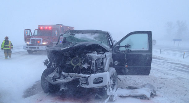 Winter has hit hard in Alberta. The QEII Highway was closed earlier today.