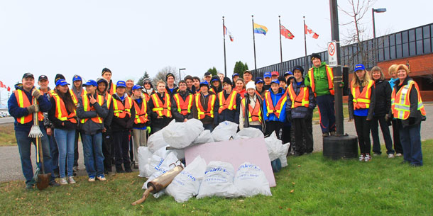 Forty seven bags of trash were cleaned up around the Thunder Bay Police Service Balmoral Street Headquarters