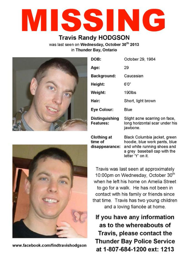 If you have any information on this missing person, contact the Thunder Bay Police Service at 1-807-684-1200 ext: 1213