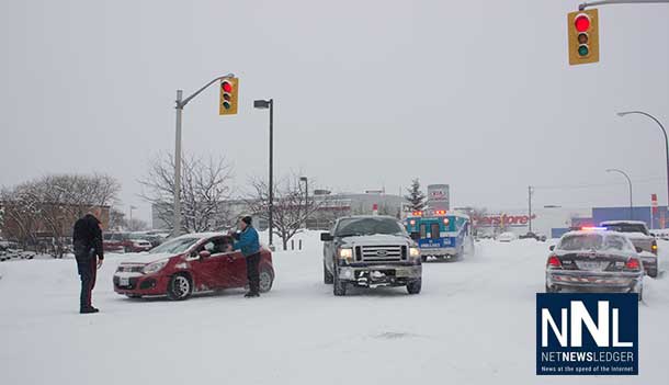 Slippery roads in Thunder Bay are causing havoc for drivers.