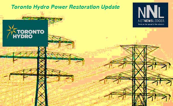 Toronto continues to restore power to houses and businesses. Toronto Hydro reports