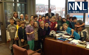 The Grade Five Class at St. Bernard School toured City Hall with Mayor Hobbs.