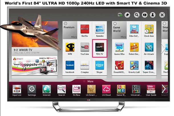 LG Electronics showcases World's First 84" ULTRA HD 1080p 240Hz LED with Smart TV & Cinema 3D