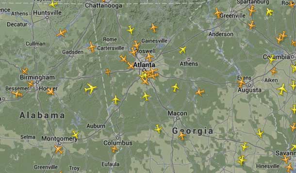 Atlanta is a major US Air Hub. Quiet skies over this key airport show the impact of the storm.
