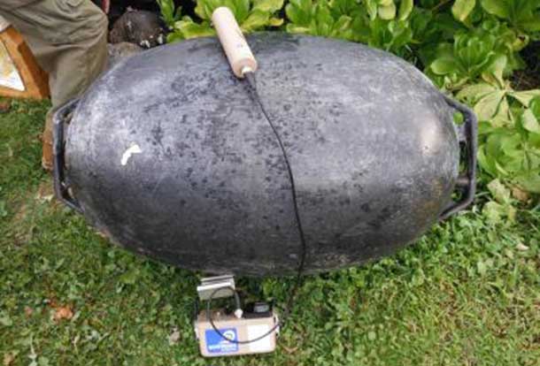 Many oyster buoys from Japan, such as the one here that washed up on Kauai, began to arrive on the windward shores of the Hawaiian Islands in October, 2012