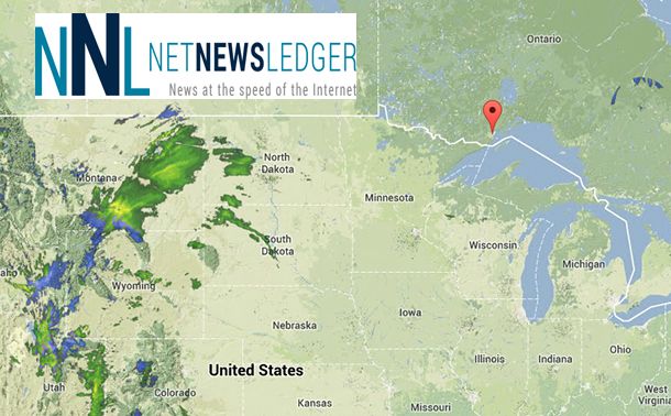 Weather Underground radar map shows the Colorado Low forming to the south and west of Thunder Bay.