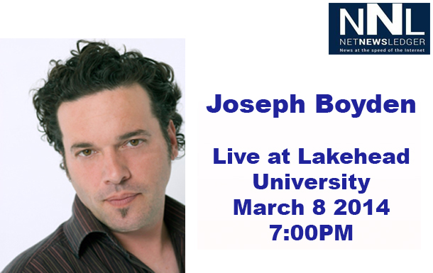 Joseph Boyden will be at Lakehead University
