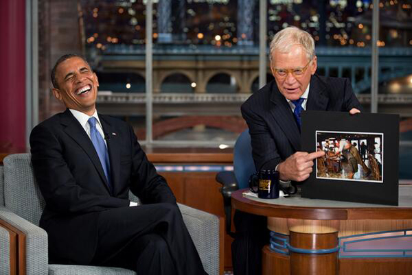 US President Obama has been one of many major guests David Letterman has interviewed.