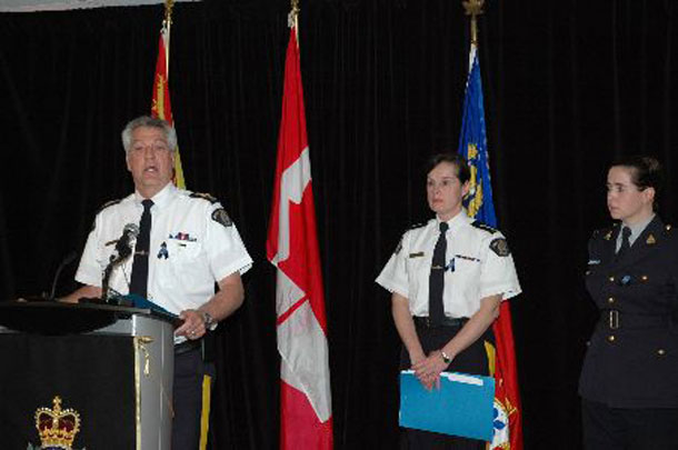 Press Conference in New Brunswick announcing the arrest of the suspect in the murder of three RCMP Officers