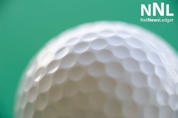 A golf ball's dimpled surfaces have less wind resistance.