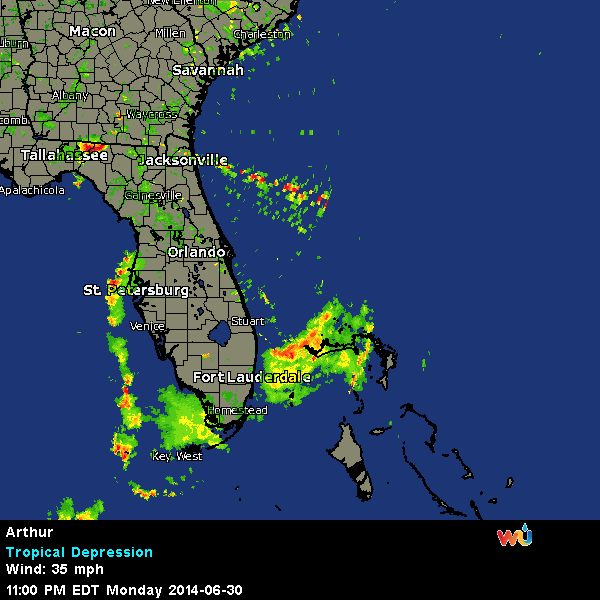 Hurricane Arthur Radar Map at 17:00EDT on July 3 2014