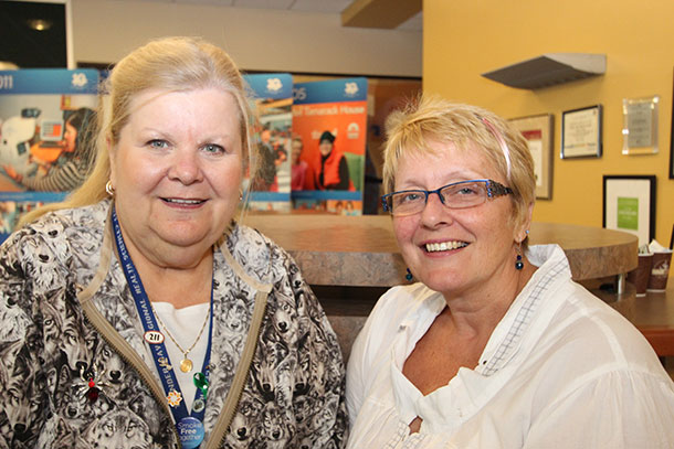 “What’s good for the heart is good for the brain,” says Sarah Pudney-Gillin (right), Public Education Coordinator at the Alzheimer Society of Thunder Bay, seen here with Pauline Bodnar (left), Community and Long-Term Care Specialist, Northwestern Ontario Regional Stroke Network.
