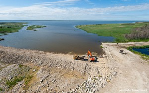 Work began today to open the Lake St. Martin Emergency Outlet Channel. Operating the channel will increase outflow from Lake St. Martin and directly lower the water level of Lake Manitoba.