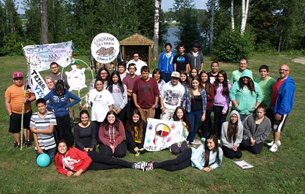 SUICIDE PREVENTION was one of the major themes covered in workshops during the eighth annual Wabun Youth Gathering held from July 14 to 25 at the Eco Lodge in Elk Lake Ontario. Pictured are the Wabun Youth Senior participants who took part in the event.