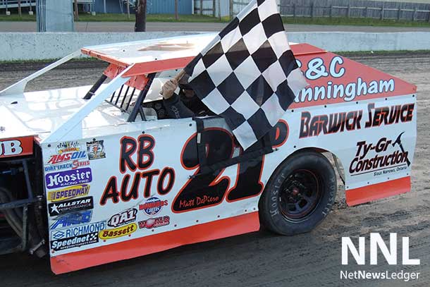 Matt DePiero claimed his third win at Emo Speedway in 2014 after winning heat one in the WISSOTA Midwest Modifieds