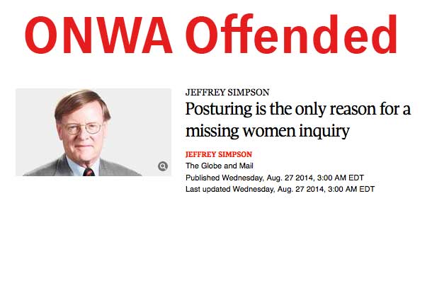 ONWA is offended by the Globe and Mail column
