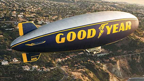 Look overhead and at many sporting and major events, there is the Goodyear Blimp