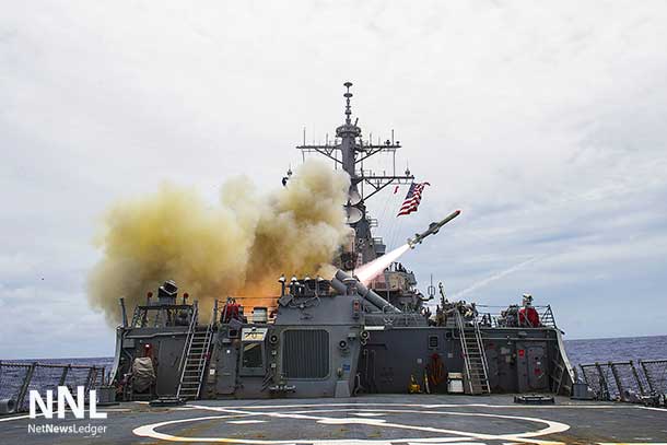 Tomahawk Missile fired from United States Warship in war against ISIL/ISIS