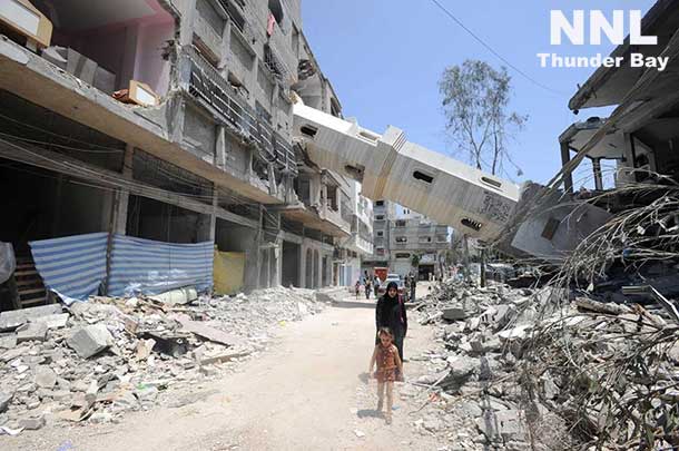 Heavily damaged buildings in Gaza. Photo: UNRWA Archives/Shareef Sarhan