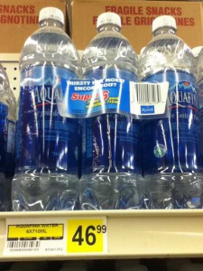 Water costing $45.99 for a six pack of bottles