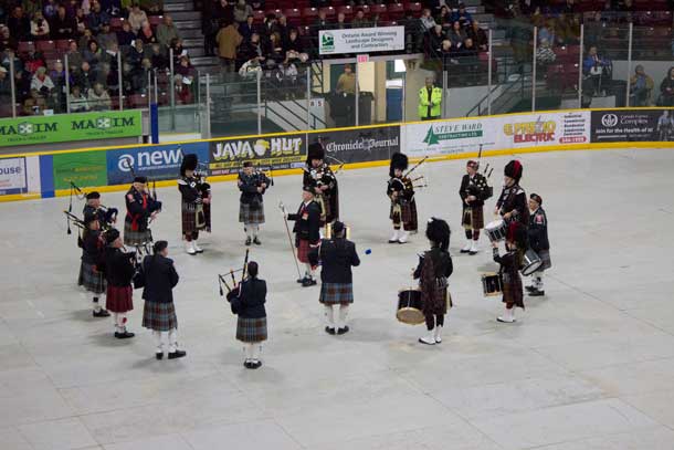 Thunder Bay Police Pipe and Drum at Fort William Gardens for Remembrance Day 2014