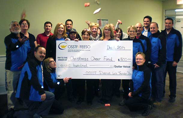 Sharing Christmas Cheer with chocolate the OSSTF in Thunder Bay
