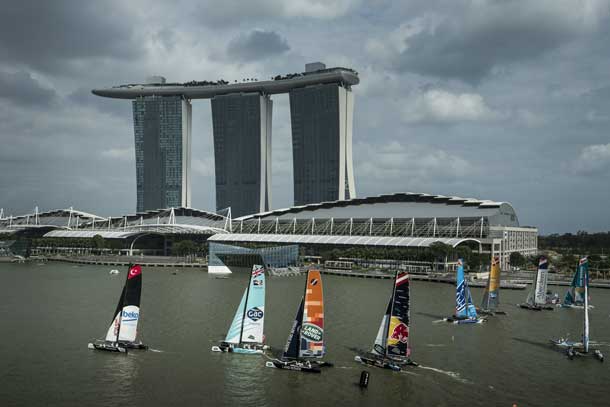 The Singapore Harbour was the site of exciting Red Bull Extreme Sailing action