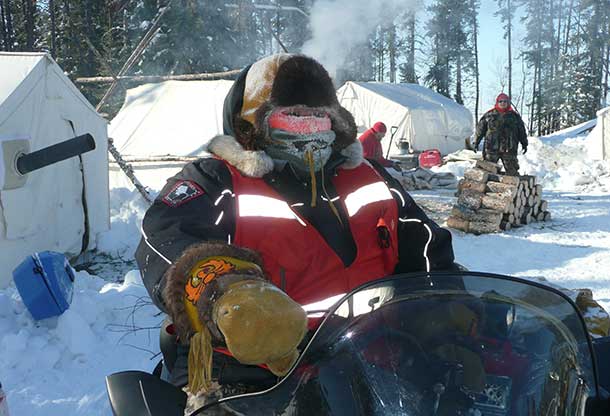 Master Corporal Spencer Anderson of Kitchenuhmaykoosib bundles up to cope with the cold during the exercise.