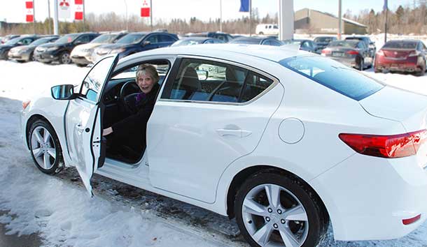 Grand Prize winner of the Save a Heart Car Raffle, June Martyn, gets set to drive away in her brand new 2015 Acura ILX, generously donated outright by Balmoral Park Acura. This year's raffle raised $50,000 for the Northern Cardiac Fund, all in support of cardiac care in our community.