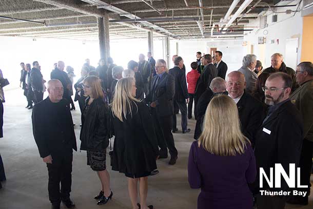 A large crowd was gathered for the official ribbon cutting for the Thunder Bay Regional Research Institute