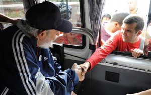 Fidel Castro greets people - Photo by PressTV