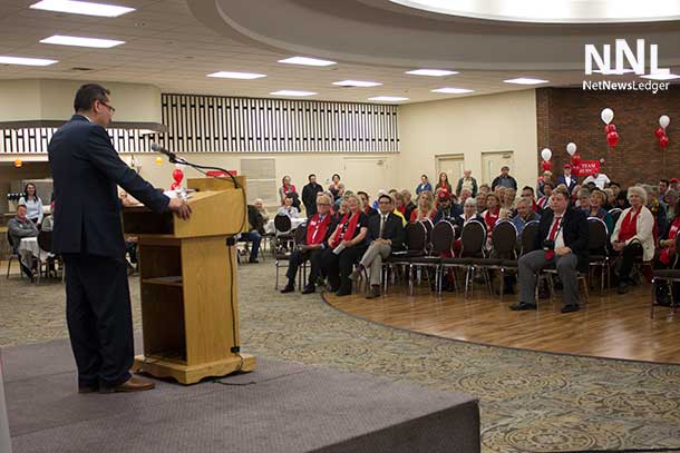 Don Rusnak addressing Liberal members at Nomination Meeting in Thunder Bay