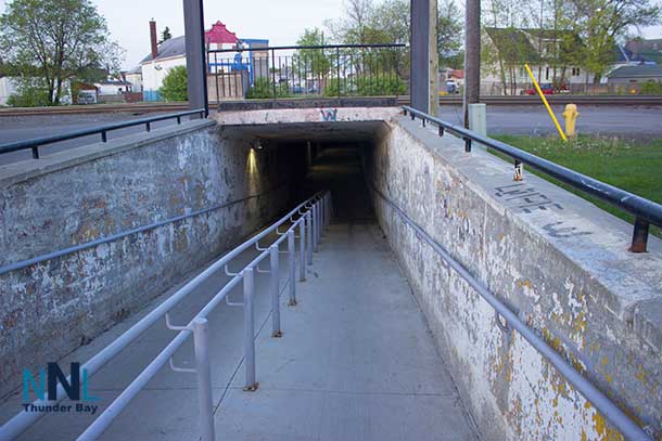 The walking tunnel to the East End just off Simpson Street