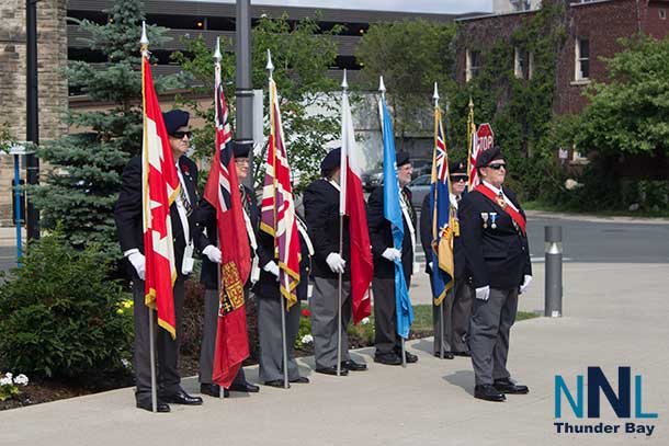 Colour Guard at Peace Bell Ceremony at Thunder Bay City Hall