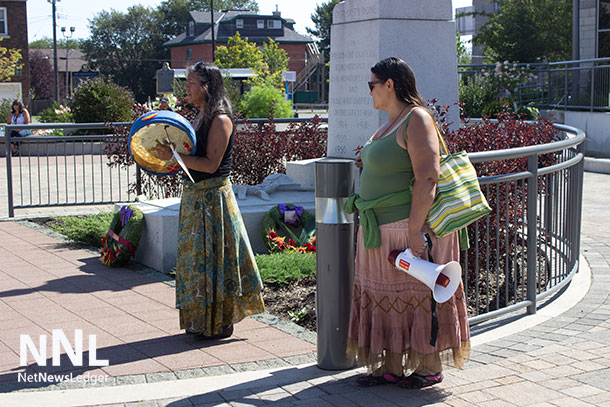 Isabel O'Kanses and Amanda Perreault at Thunder Bay City Hall