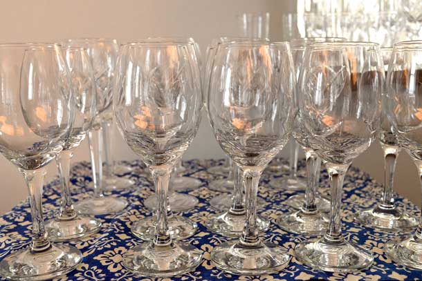 Plenty of glassware is essential for any party. Credit: Copyright 2015 Kathy Hunt