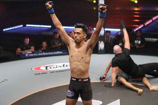 Mario Satya Wirawan stands victorious after setting the fastest knockout in ONE Championship history (6 seconds) at ONE: KINGDOM OF KHMER. Global MMA News